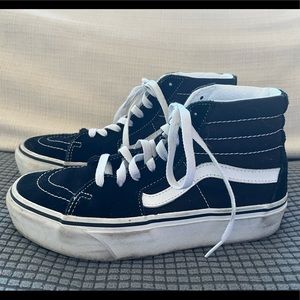 Platform High Top Vans Black and White 6.5